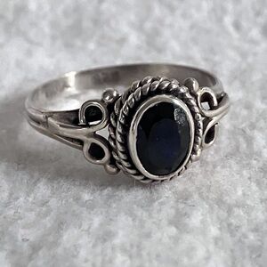 Vintage black onyx ring in artisan sterling silver